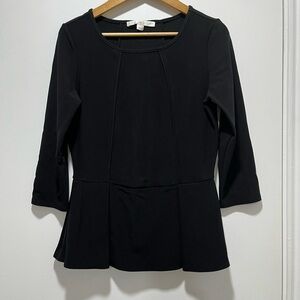 Boston Proper Women’s XS Black Top 3/4 sleeve Business Pleated